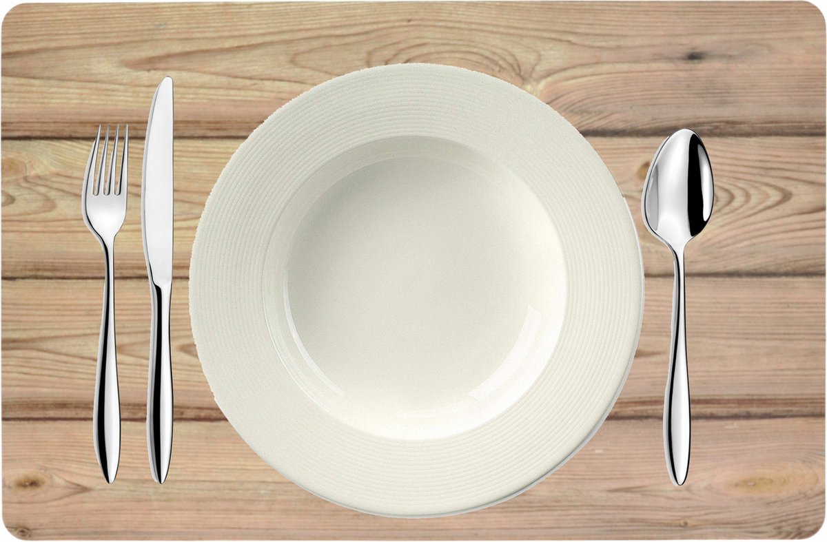 Bellatio design Placemats - 2 stuks - hout look - bruin - 43 x 28 cm - tafel onderleggers