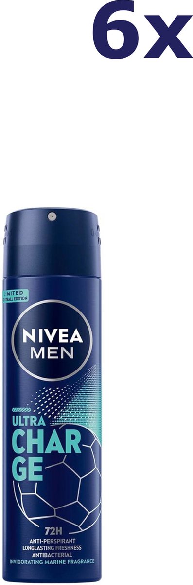 Goedkoopste Nivea Men Ultra Charge Deodorant Spray - 6 x 150 ml