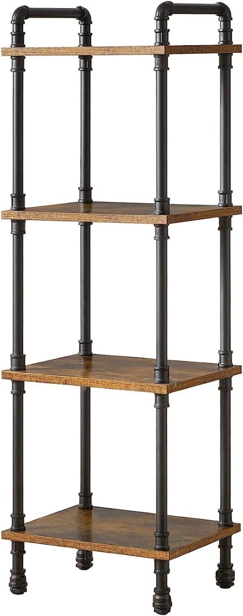 Ladderplank 4-laags opbergplanken - kleine boekenplank rekken met metalen frame - vintage industriële plantendisplaystandaard - boekenkast voor woonkamer thuiskantoor-TMJ404H