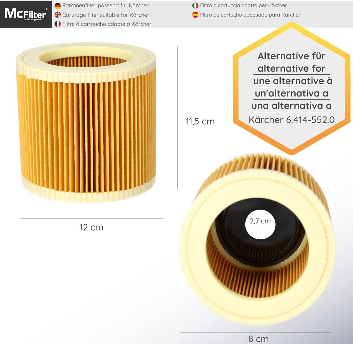 Karcher Wd2 Filtros De Cartucho Para Kärcher WD3 Premium Wd2 Wd3