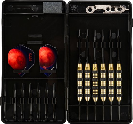KOTO Mars Brass Darts Set, 20 Gram Steeltip Dartpijl Van Messing, Professionele Stalen Punt DartSet Met 6 Pijlen en 12 Aluminium Shafts, Geschenkverpackung van KOTO — afbeelding 2