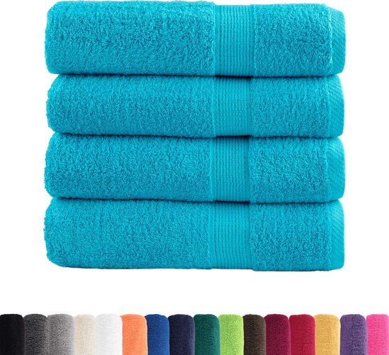 vidaXL - Serviettes de bain - SOLUND - 4 - pièces - 600 - g/m² - 70x140 - cm - turquoise