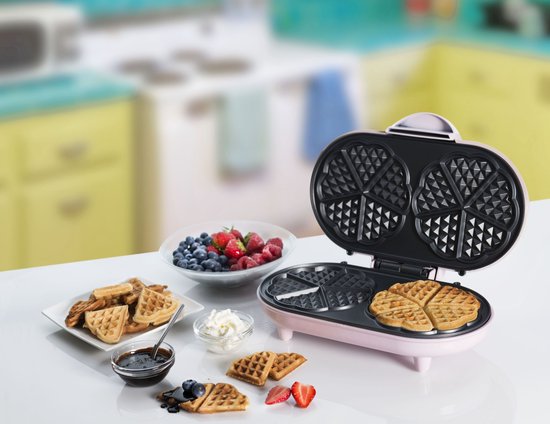 Bestron Wafelijzer - ADWM1000P - 1000W - 10 hartvormige wafels - Anti aanbaklaag - Roze - 5 jaar garantie van Bestron — afbeelding 3