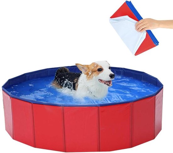 maxxpro Hondenzwembad en koelmat, diameter 100 cm, hondenkinderbadje en koelmat voor honden, met sproeiers, pvc, blauw