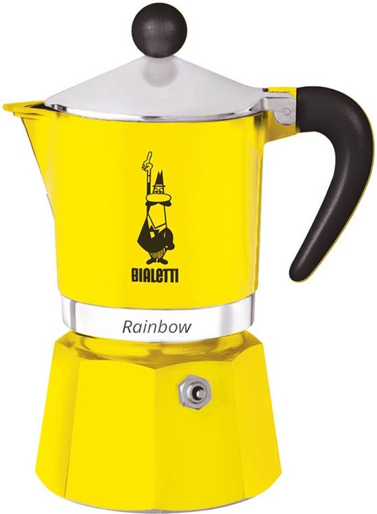 Bialetti Rainbow Percolator 1 Kops Geel – Espresso Maker – Aluminium – Italiaanse Koffiezetter