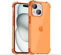 Oranje transparant telefoonhoesje met verstevigde hoeken, om een iPhone.