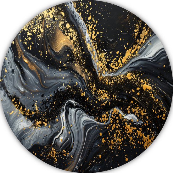 Abstract expressionisme muurcirkel - Moderne kunst muurcirkel - Wanddecoratie rond Slaapkamer - Wanddecoratie klassiek - Wanddecoratie rond - Schilderijen muurcirkel aluminium 80x80 cm