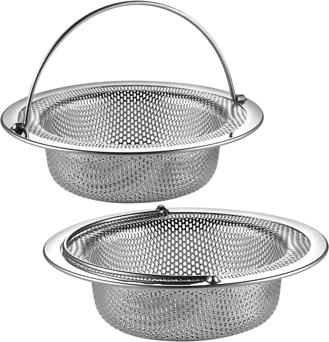 Goedkoopste Allecto Plus - Gootsteenzeef in roestvrij staal voor keuken wastafel - Afvoer verstoppingsbescherming - 2 stuks.