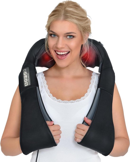 Foto: Massage gun nekmassageapparaat met 7 jaar garantie shiatsu massage voor nek rug en schouder warmte en vibratie diepe 4d knedende massager tegen spierpijn massage gun