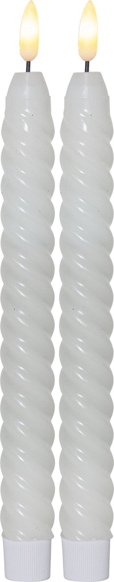 Star Trading Led kaars White wax swirl antique 2pack 25cm met timer Wit