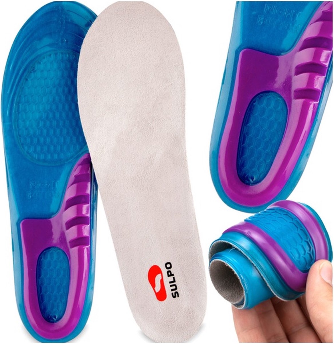 Gel inlegzolen perfect voor werkschoenen maat 42/46-Hoogwaardige gel inlegzolen voor schoenen zorgen voor een uitstekende demping van de voet. De gevormde ondersteuning van de lengteboog van de voet voorkomt platvoeten. Ze werken goed in werkschoenen