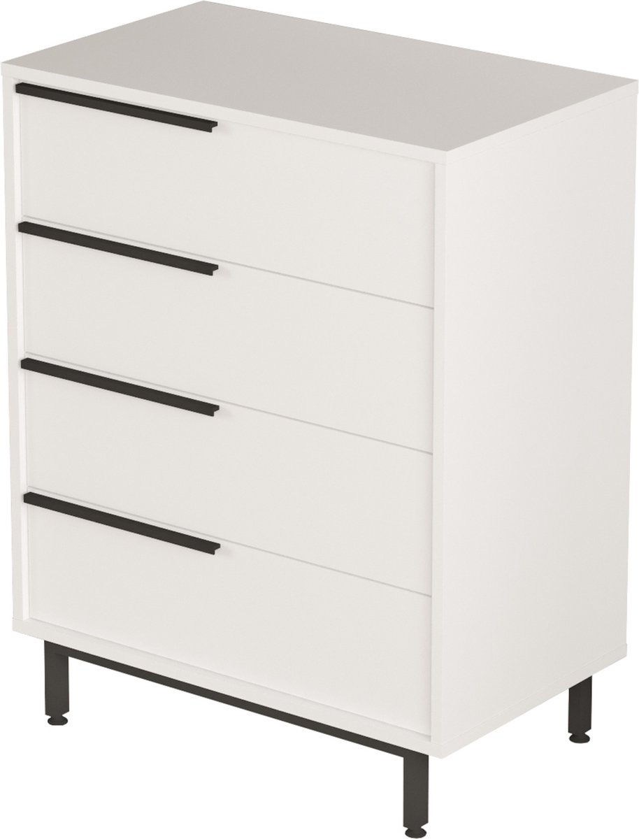 Commode Vesanto ladekast 95x75x44,5 cm wit en zwart [en.casa]