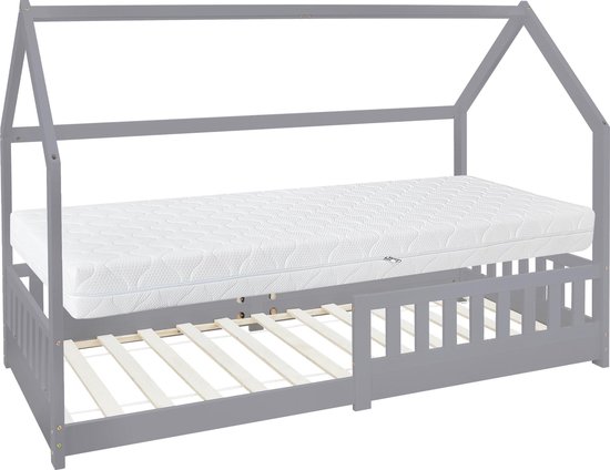 ZYLOYAL10 Kinderbed in de vorm van een boomhut met opslag en valbeveiliging, 90 x 200 cm en 120 x 200 cm, hoogslaper voor kinderen met karakteristieke ZYLOYAL10 Kinderbed in de vorm van een boomhut met opslag en valbeveiliging, 90 x 200 cm en 120 x 200 cm, hoogslaper voor kinderen met karakteristieke