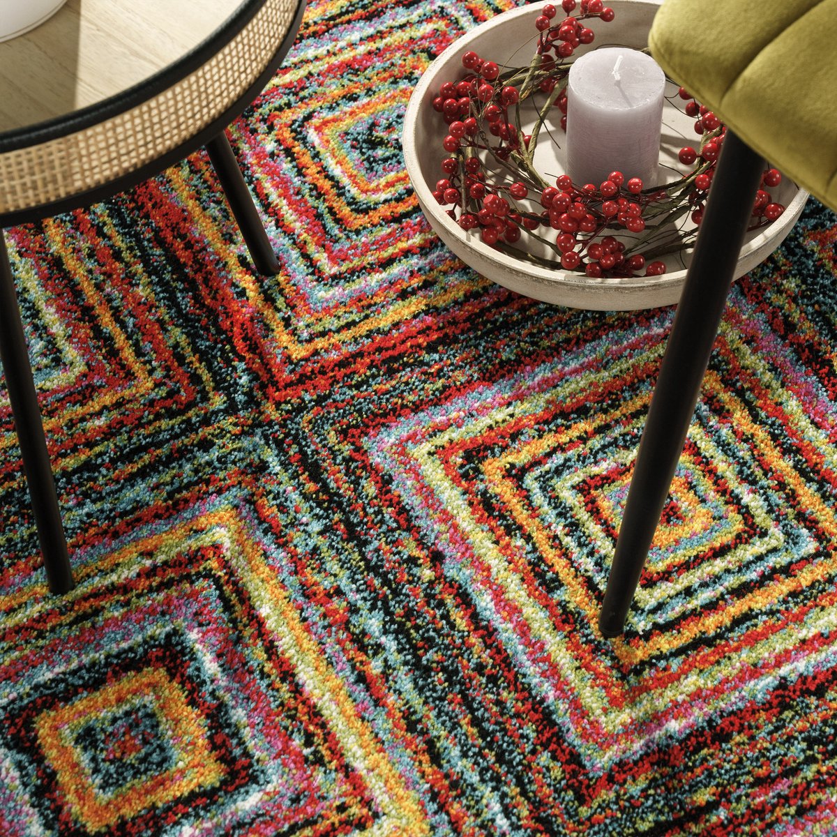 Vloerkleed Casa geometrisch zand/zwart, donkerbruin – Maison Collection