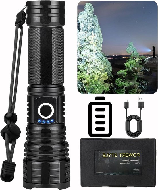 Lampes de poche tactiques rechargeables USB 3000 lumens haute qualité pour l'extérieur Puissante lampe de poche LED portable - Chine Lampe de poche, lampe de poche extérieure
