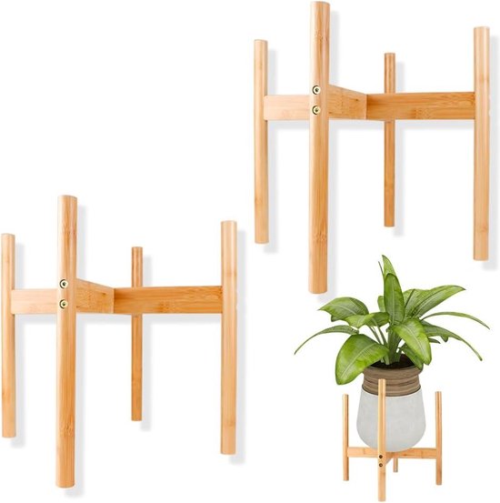 Relaxdays plantenstandaard bamboe, verstelbaar, voor bloempotten tot 32 cm, bloempothouder, 35,5 cm hoog, bruin Relaxdays plantenstandaard bamboe, verstelbaar, voor bloempotten tot 32 cm, bloempothouder, 35,5 cm hoog, bruin