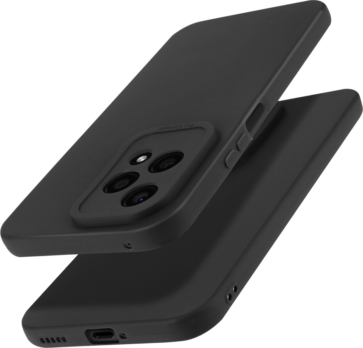 Avizar Hoes Geschikt voor Honor 200 Lite Mat met beschermde camera, Zwart