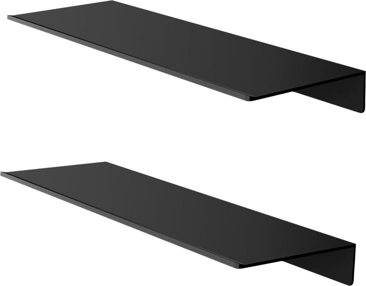 Zwart Metaal Wandplank Set van 2 40cm Zwevend Rek voor Muren Decoratieve Planken voor Slaapkamer Woonkamer