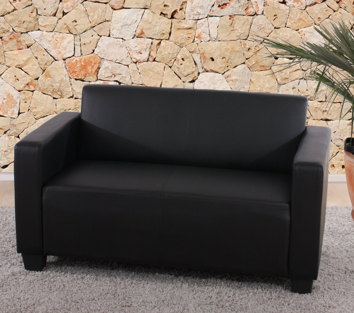 MCW Modulaire 2-zits bank Lyon loungebank kunstleer 136cm ~ zwart