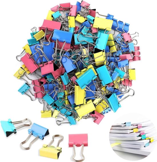 172pcs Small Binder Clips - Multi-Colored 15mm 19mm 25mm 32mm Office ...