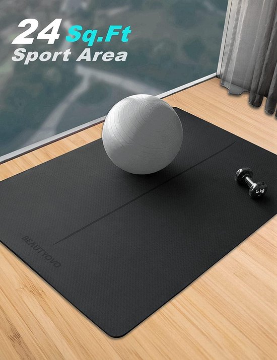 XXL 183 x 122 cm Yogamat met Zakken - 8 mm Dik - Antislip TPE Sportmat - Voor Thuis en Buiten - Groot formaat Trainingsmat - Yoga Pilates Workout Yoga mat van Viavito — afbeelding 4
