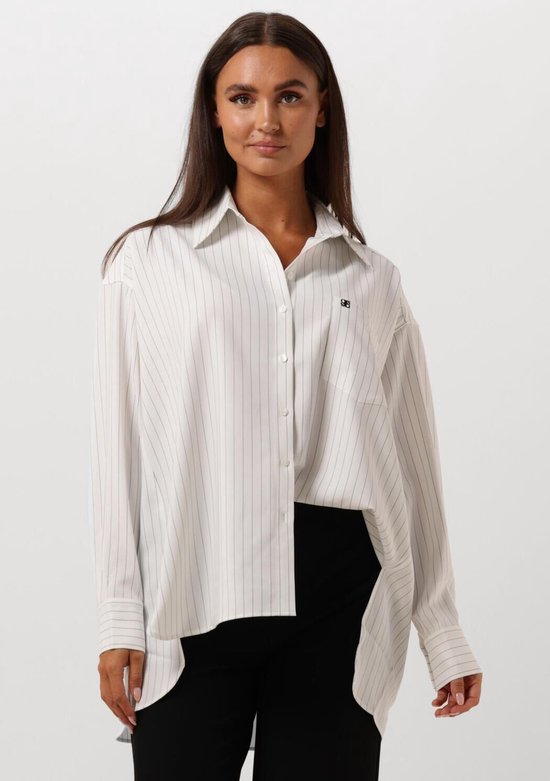 Dante 6 Dames Blouses Krijtstreep Oversized Blouse Wit bol