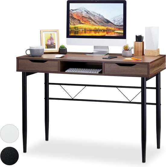 Computertafel met vak, 2 lades, modern design - metaal frame - HBD ...
