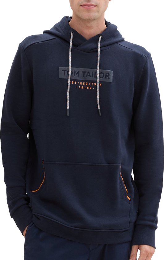 With Picture Tailored Hoodie TOM TAILOR Mens Blue Cotton Blend
