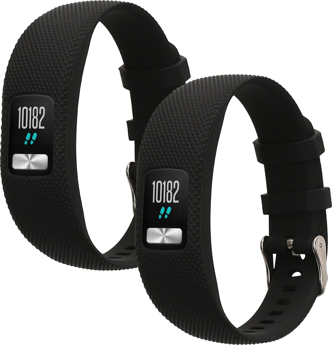 kwmobile 2x horlogebandjes geschikt voor Garmin Vivofit 4 bandje - Smartwatch bandjes van TPU - Activity tracker horloge band in mat zwart / mat zwart