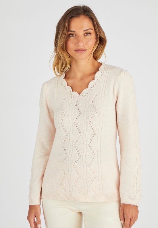 Damart - Trui tricot met siersteek Thermolactyl - Dames - Bruin - XL