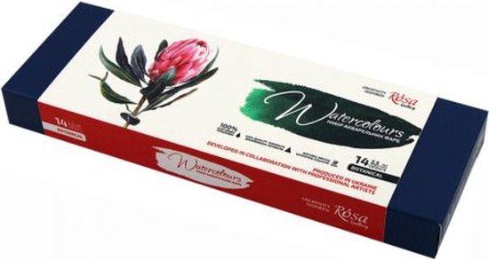 Foto: Rosa gallery aquarelverf set botanical 14 kleuren in metalen doos 