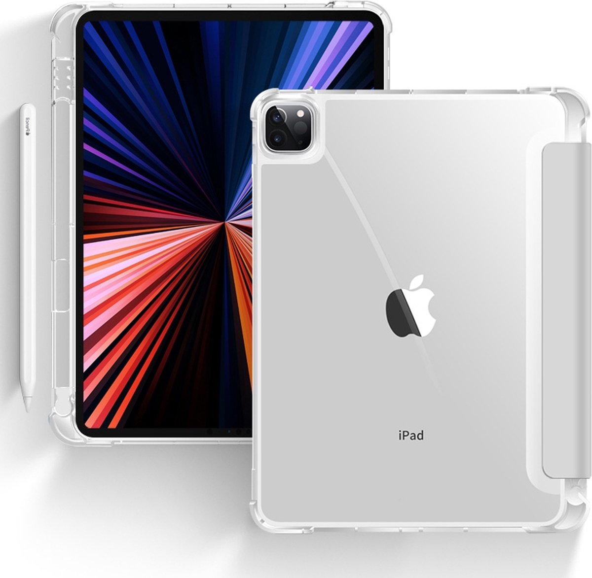 Mobiq Tablet Hoes - geschikt voor iPad Pro 11 inch (2022/2021/2020) Generatie 2/3/4 - Clear Back Trifold Bookcase Hoesje