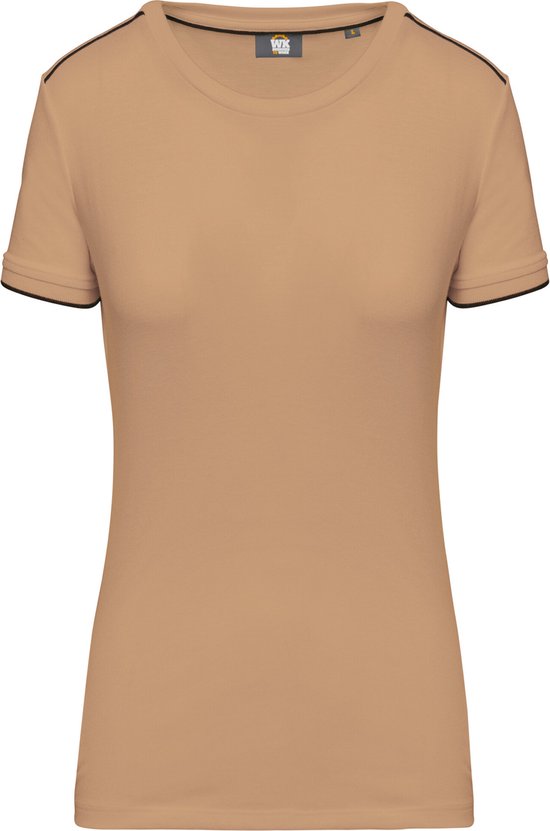 T-shirt Dames XXL Coupe du Monde. Conçu pour Work Col rond Manches courtes Camel / Noir 65% Polyester, 35% Katoen