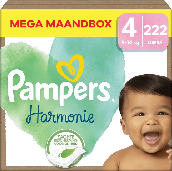 Foto: Pampers harmonie maat 4 mega maandbox 222 stuks 9 14 kg