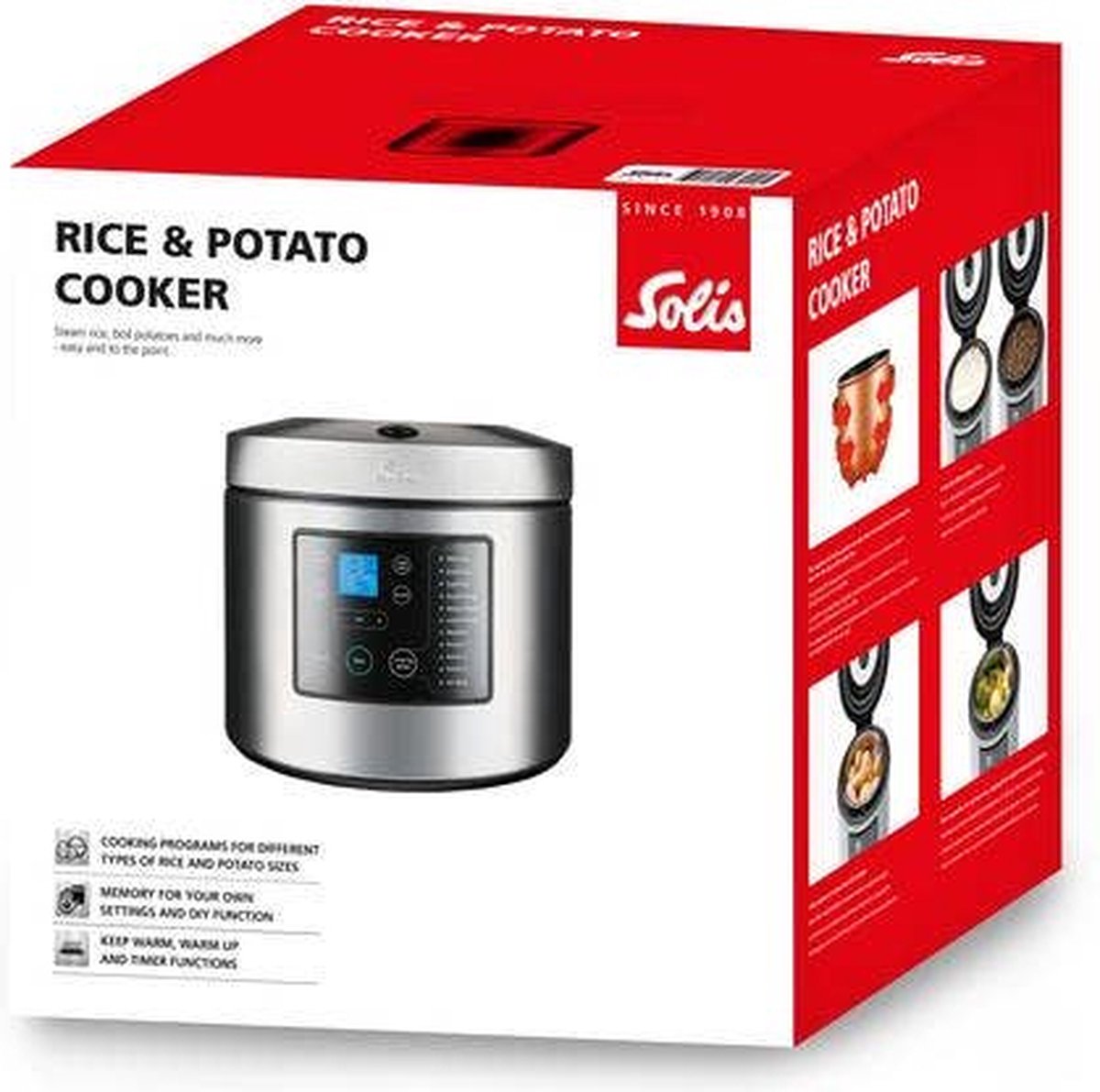 Solis Rice & Potato Cooker 8161 - Aardappel- en Rijstkoker - RVS - Stoomkoker - Stoompan - Zilver thumbnail 2