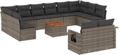 vidaXL - 13-delige - Loungeset - met - kussens - poly - rattan - grijs