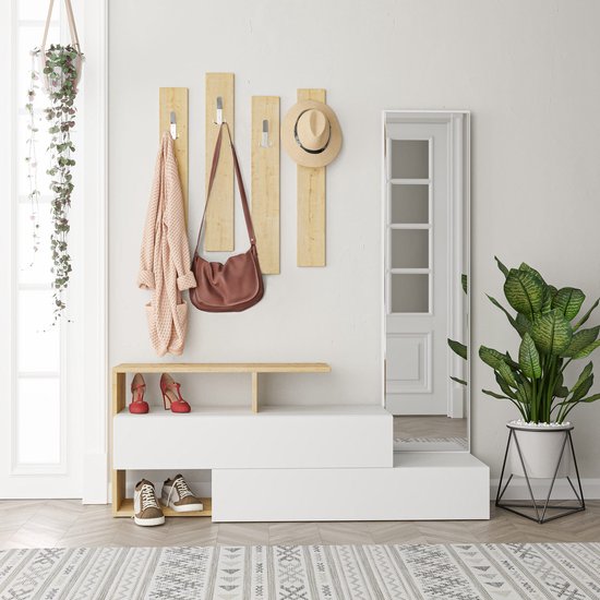 EMOB - Vestiairemeubel Woody Fashion - 100% Melamine coating - Wit Eiken - Emob - Halkasten - Wit - Melamine - Halkasten - Op voorraad