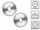 Festool set speciale cirkelzaagbladen 2x HW 216 x 30 x 2,3 mm TF64 216 mm ( 2x 500122 ) 64 tanden