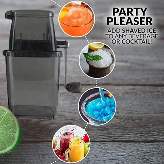 Crushed Ice Maker Handmatige ijsmachine roestvrij staal crushed ijsmachine met handslinger ijscrusher zomer stroomloos transparant ijsversnipperaar bar keuken ijs drinkaccessoires (grijs) — afbeelding 4