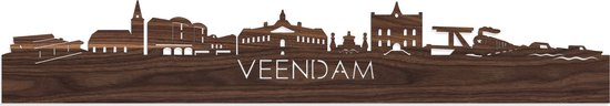 Skyline Veendam Notenhout - 120 cm - Woondecoratie - Wanddecoratie - Meer steden beschikbaar - Woonkamer idee - City Art - Steden kunst - Cadeau voor hem - Cadeau voor haar - Jubileum - Trouwerij - WoodWideCities