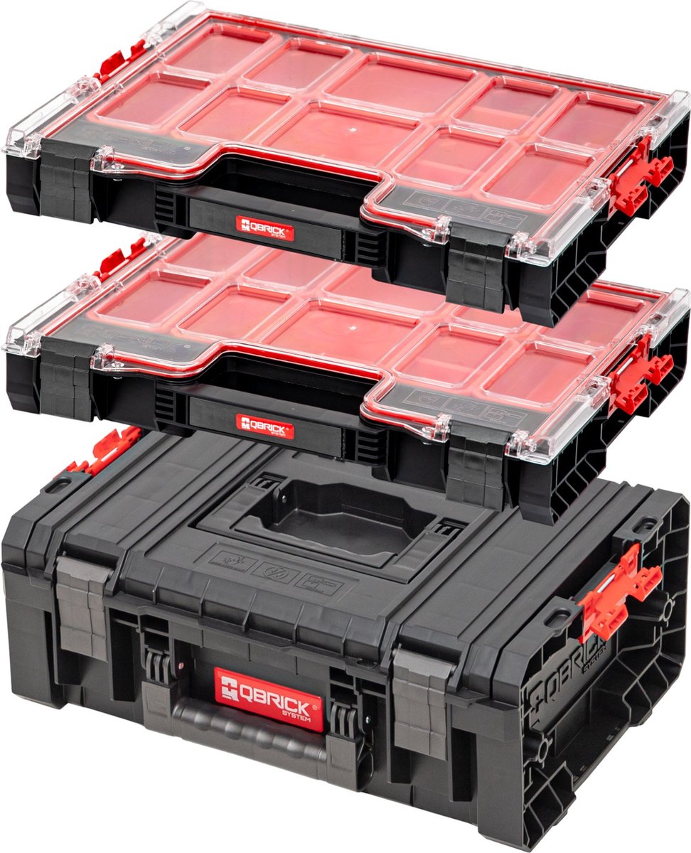 Qbrick System Gereedschapsset PRO Technician Koffer 2.0 450 x 332 x 171 mm 12 L IP54 + 2x PRO 200 Organizer 452 x 358 x 79 mm 6 L IP54