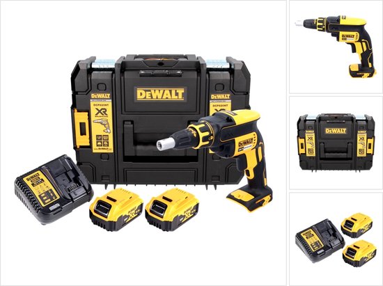 DeWalt DCF 620 P2 accu-schroefmachine voor gipsplaten 18 V 30 Nm borstelloos + 2x accu 5,0 Ah + oplader + TSTAK