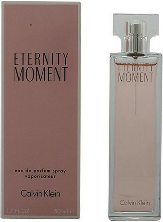 Calvin Klein Eternity Moment vaporisateur eau de parfum 50 ml pour femme avec boîte rose.
