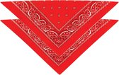 Bandana - 2x - rood - boeren zakdoek - dames/heren - driehoek - cowboy verkleedkleding