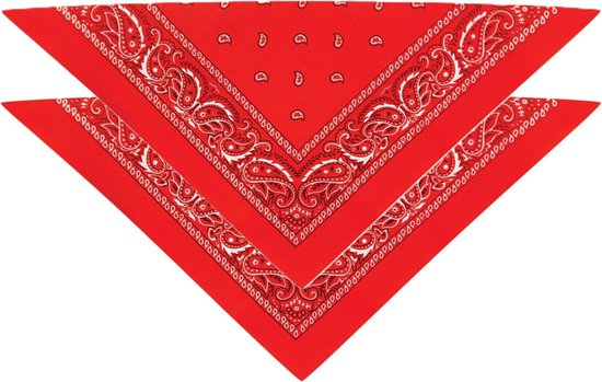 Bandana - 2x - rouge - mouchoir de fermier - femme/homme - triangle - déguisement de cowboy