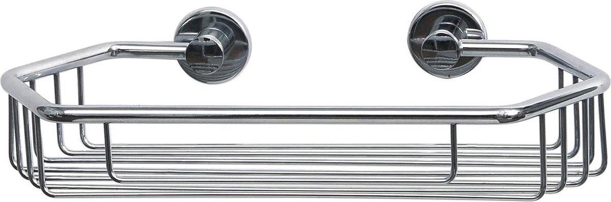 Draad doucherek hoogglans verchroomd metaal zelfklevend - afmetingen 65 mm x 275 mm x 135