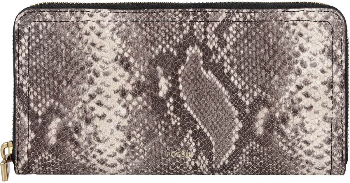 FOSSIL Leren Portemonnee Logan RFID Zip Clutch Python Grijs