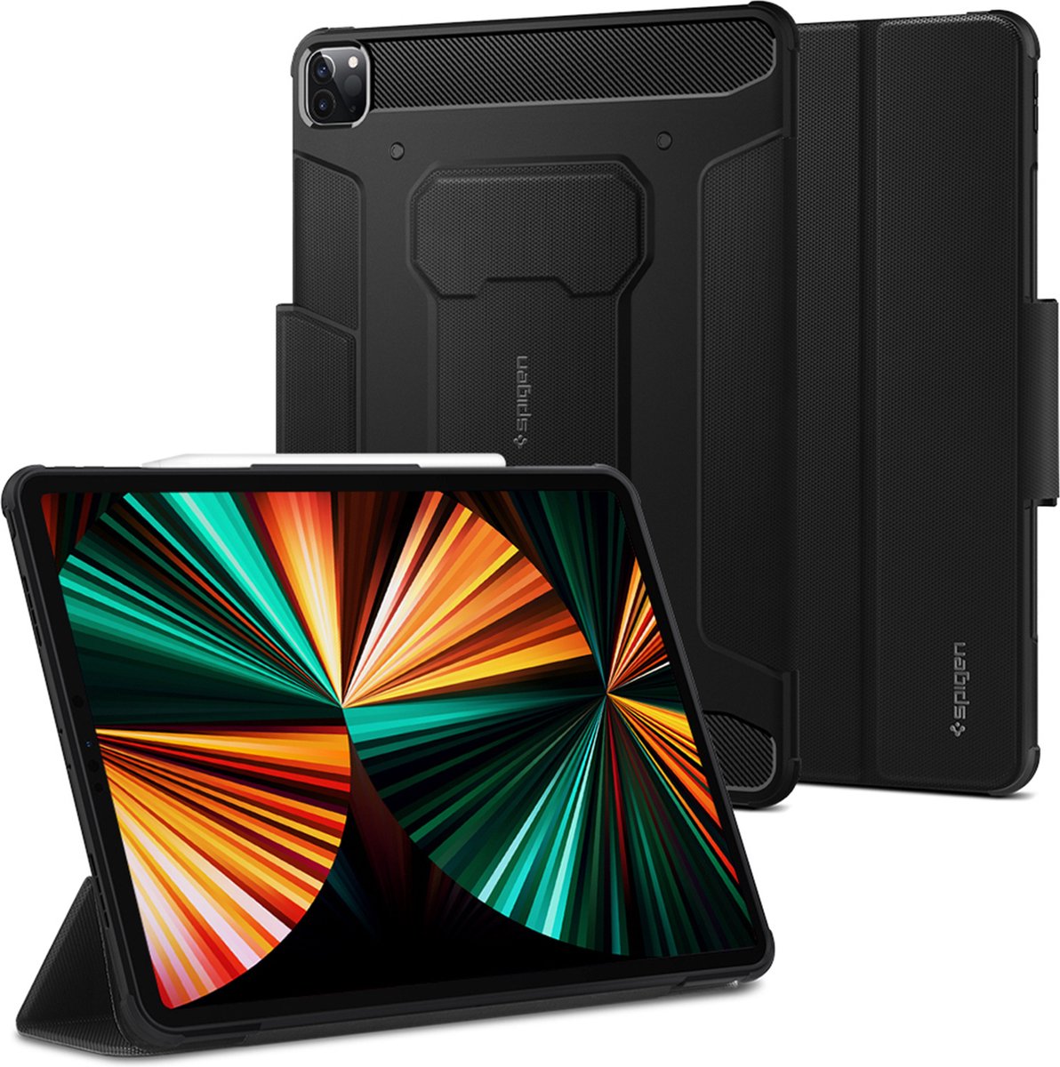 Spigen Rugged Armor Pro met Air Cushion hoes voor iPad Pro 12.9 (2021) - zwart