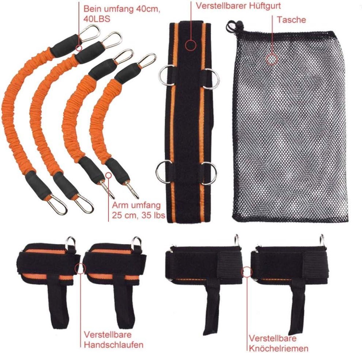 YNXing Krachttrainingstouw voor boksen, basketbal, hekwerk, training, weerstandstouw, blauw stretchkoord, spantouw, fitnessapparatuur (zwart