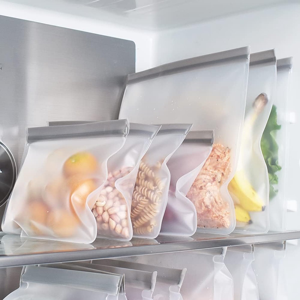 6 ritssluitingszakjes(28x26cm) - Silicone Voedsel Opslag zakjes - Herbruikbare gallon - diepvrieszakken, ritssluiting lekvrije herbruikbare gallon - Top Ziplock Tassen - zakken voor het marineren van vlees, fruit, sandwiches, snacks — cadeau in Cadeau-ideeën - foto 3